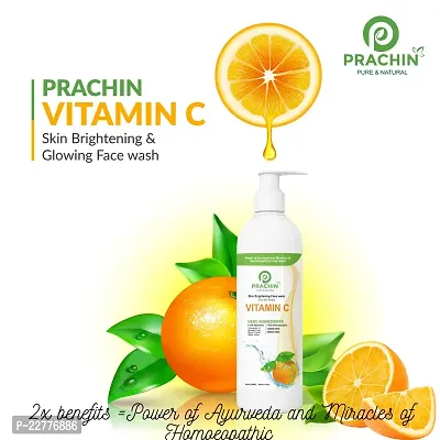 Prachin Natural Vitamin C Skin Brightening  Glowing Face wash for Men  Women! Vitamin C, orange extracts (Ayurveda)  Calendulas, Echinacea (Homeo.) , Skin Brightening  Glowing ,100 ML