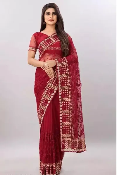 New In Net Saree with Blouse piece 