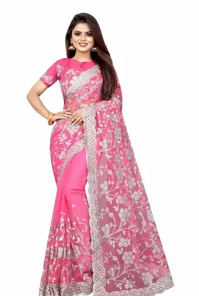 Best Selling Net Saree with Blouse piece 