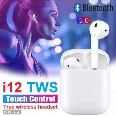 i12 Twins Wireless Bluetooth Earphone Mini Twin Portable Bluetooth Headset, with Charging Box MP3 player MP3 Player (White, 0 Display)-thumb2