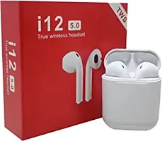 i12 Twins Wireless Bluetooth Earphone Mini Twin Portable Bluetooth Headset, with Charging Box MP3 player MP3 Player (White, 0 Display)-thumb3
