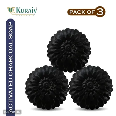 Kuraiy Activated Charcoal Deep Cleansing Bath Soap, 100g (Pack of 3)  (3x 100 g)-thumb0