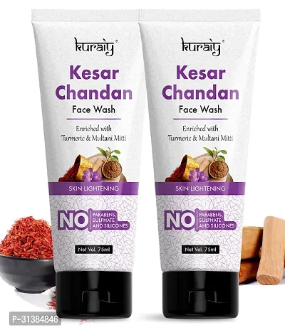 KURAIY Kesar Chandan Skin Lightening  Tan Removal Face wash, For Natural Glow  Spotless Skin pack of 2-thumb0