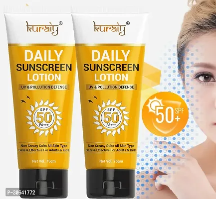 KURAIY SPF 50 PA+++ Sunscreen UV Lotion sunblock 75ML PACK OF 2-thumb0