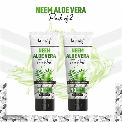 KURAIY 100% Safe NEEM ALOE VERA Face Wash Natural Moisturizing Facial Cleanser Daily Face wash PACK OF 2