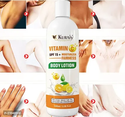 KURAIY 100% Pure Vitamin C Body Lotion Knee Armpit Dark Spots Brightens Skin Moisturizes Gentle Exfoliating Gel Brighten Clean Skin Care