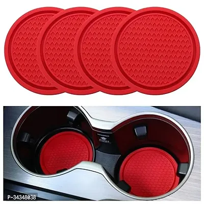 KaarBuddy Non-Slip Car Cup Holder Coaster - Universal Anti-Slip Insert, Car Interior Accessories for Spill Protection (Red, Pack of 2)