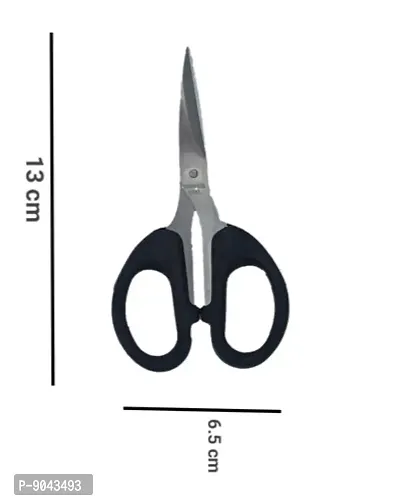 Combo of 6 Stainless Steel Small Size Black Color Scissors for Home or Office work-thumb2
