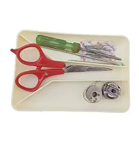 Plastic Thread or Needle Box or Sewing Kit Box. Black Color Small Scissor is FREE-thumb1