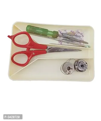 Plastic Thread or Needle Box or Sewing Kit Box. Black Color Small Scissor is FREE-thumb2