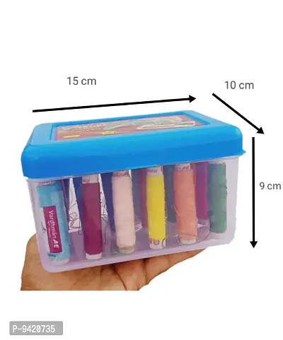 Combo of 2 Plastic Thread or Needle Box or Sewing Kit Box. Black Color Small Scissor is FREE-thumb2