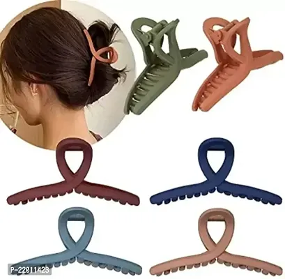 Trendy Club Hair Claw Clip 6 Color Hair Jaw Clamp Clips 4.3 Inch Nonslip Hair Claw Strong Hold Matte Butterfly Clip Clamp Hair Styling Accessories for Women Girls Thin Thick Fine Hair Hair Claw (Multicolor)