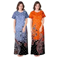 Elegant Multicoloured Cotton Printed Nighty For Women Pack Of 2-thumb1