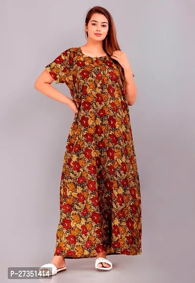 Elegant Multicoloured Cotton Printed Nighty For Women-thumb0