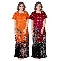 Elegant Multicoloured Cotton Printed Nighty For Women Pack Of 2-thumb1