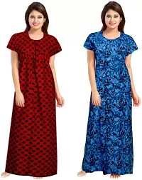 Elegant Multicoloured Cotton Printed Nighty For Women Pack Of 2-thumb1