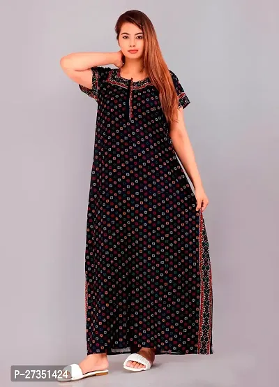 Elegant Multicoloured Cotton Printed Nighty For Women-thumb0