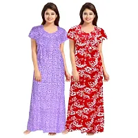 Elegant Multicoloured Cotton Printed Nighty For Women Pack Of 2-thumb1