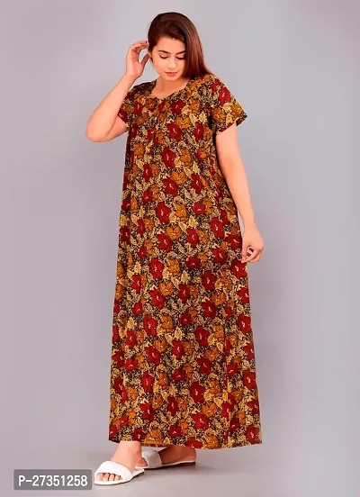 Elegant Multicoloured Cotton Printed Nighty For Women-thumb0