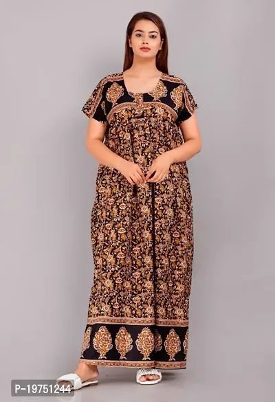 Latest Womens Cotton Printed Maternity Wear Maxi Gown Nightdresses