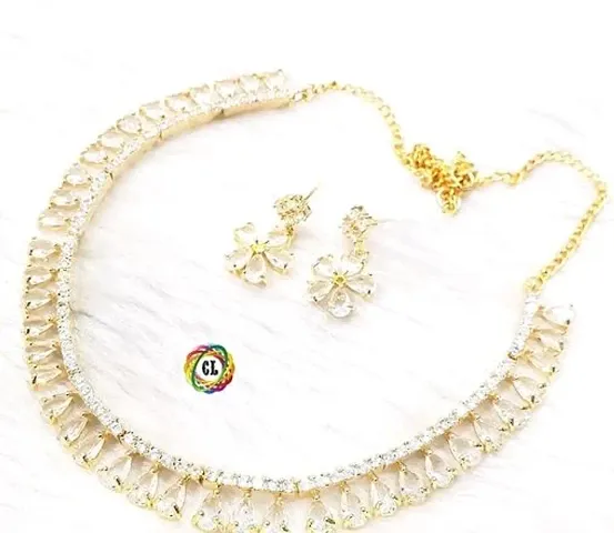 American Diamond Necklace With Earrings