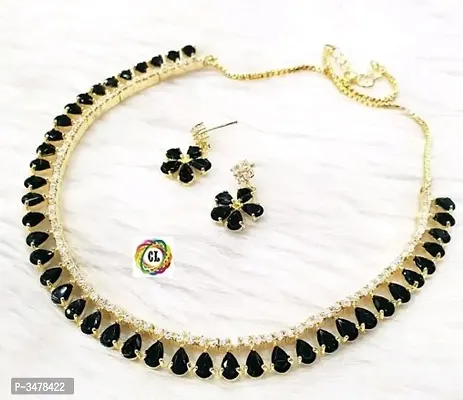 American Diamond Necklace With Earrings