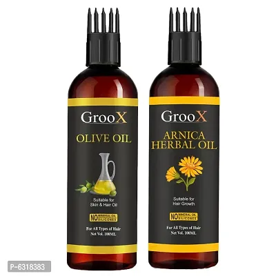 GrooX Arnica Oil and Olive Oil - Hair Oil Combo of 2 bottle Hair Oil