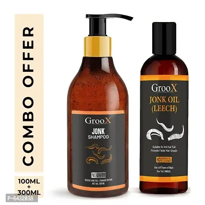 GrooX Jonk Shampoo and Jonk Hair Oil For Hair Growth and Hair Fall Control