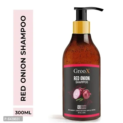 GrooX Red Onion Hair Fall Shampoo for Hair Growth and Hair Fall Control, with Red Onion (300 ml)