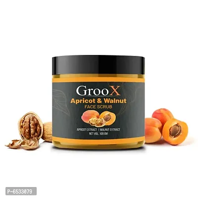 GrooX Herbal Apricot and Walnut Face Scrub - Anti-Ageing, Tan Removal Scrub