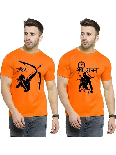 Jai Shri Ram Printed Combo Pack Tshirt Round Neck Unisex Polyester | Lycra T-Shirt For Men And Women