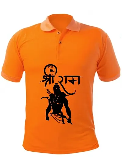 UneeQ Stylish Jai Shree Ram | Jai Shri Ram T-shirt Polo Collar Neck Unisex | Lycra T-shirt for Men And Women