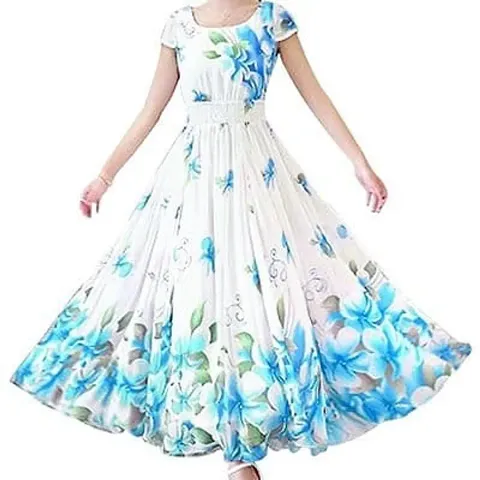 Stylish Floral Georgette Flared Gown