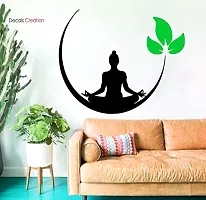 Decals Creation? Wall Stickers Wall Poster 'Meditating Buddha with Leafs' Size 76X60CM (Green Leaf)-thumb3