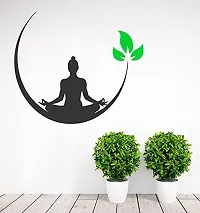 Decals Creation? Wall Stickers Wall Poster 'Meditating Buddha with Leafs' Size 76X60CM (Green Leaf)-thumb2