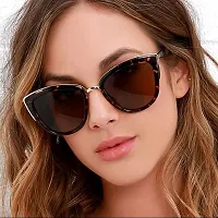 Ziory 1 pc Brown Cat Eye Women Eyewear Sunglasses Designer Sunglasses for Girls and Women-thumb1