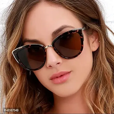 Ziory 1 pc Brown Cat Eye Women Eyewear Sunglasses Designer Sunglasses for Girls and Women-thumb2