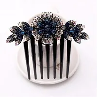 Ziory 1 Pc Black Rhinostone Flower hair accessories Bridal charm comb hair clip for girls and women-thumb2