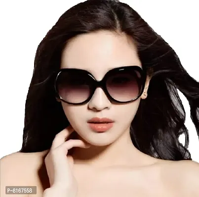 Ziory Women's Goggle Sunglasses (Black Frame, Black Lens) (Oversized)