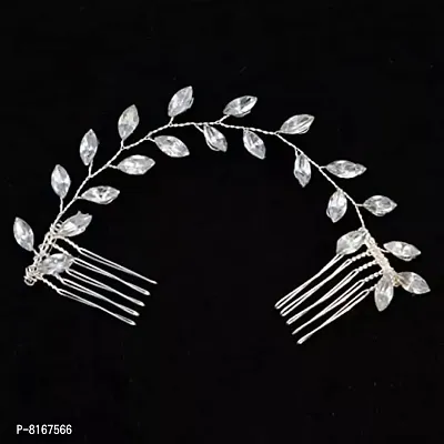 Ziory 1pc Silver Wedding Hair Accessories Hair Comb Hair Vine for Girls and Women-thumb2