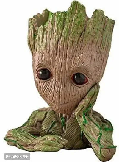 Compartments PVC Groot action figure Pen Stand Cum Flower Pot Plant Marvel Avengers Infinity war Tree Man for Desk  (Brown)