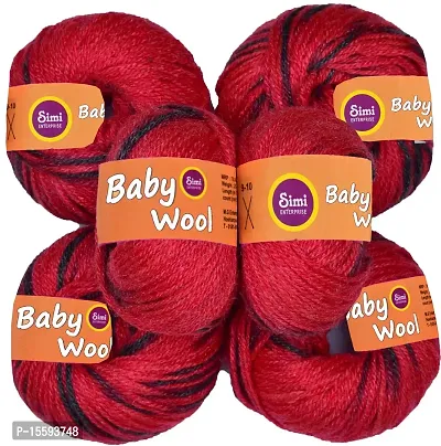 SIMI 100% Acrylic S/M Wool Redmix (6 pc) Baby S/M Wool Hand Knitting Art - DHF-thumb2