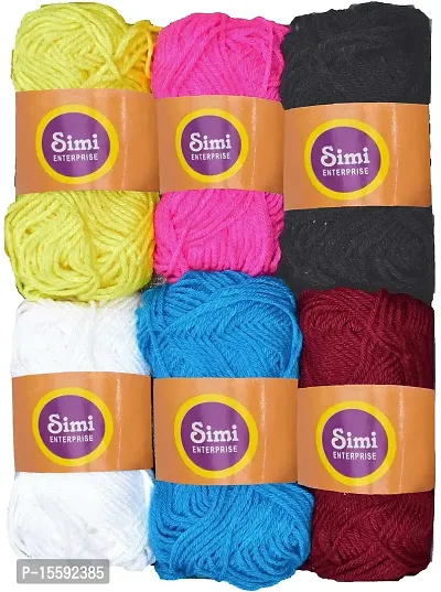 SIMI ENTERPRISE 100% Acrylic Wool Mix 8C 6 Pc M.G Ball Wool Ball Hand Knitting Wool/Art Craft Soft Fingering Crochet Hook Yarn-GC Art-IHA-thumb0