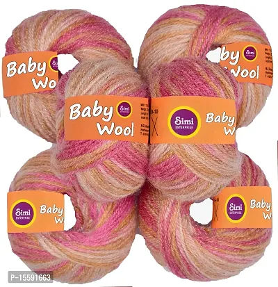 SIMI 100% Acrylic S/M Wool Multi Strawberry (6 pc) Baby S/M Wool Hand Knitting Art - DHC