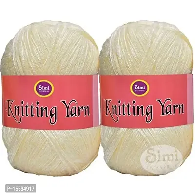 SIMI ENTERPRISE Knitting Wool Yarn, Soft Fancy Feather Wool Cream 300 GMS Best Used with Knitting Needles, Soft Fancy Wool- Art-HDD