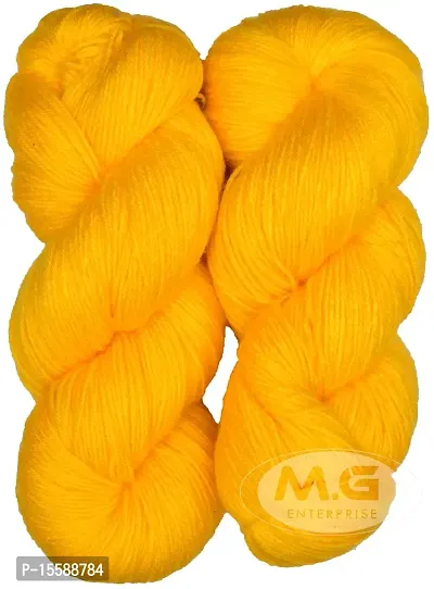 SIMI ENTERPRISE Brilon Yellow (200 gm) Wool Hank Hand Knitting Wool / Art Craft Soft Fingering Crochet Hook Yarn, Needle Knitting Yarn Thread dye SM-LNA