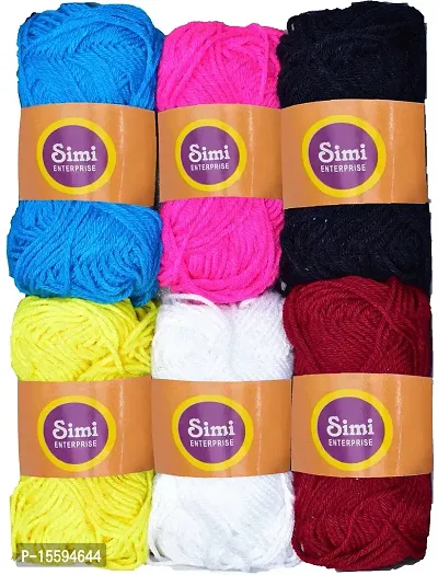 SIMI ENTERPRISE 100% Acrylic Wool Mix 8A 6 Pc M.G Ball Wool Ball Hand Knitting Wool/Art Craft Soft Fingering Crochet Hook Yarn-EC Art-IHC
