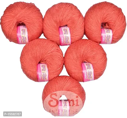 SIMI ENTERPRISE 100% Acrylic Wool Salmon 6 Pc Baby Wool 4 ply Wool Ball Hand Knitting Wool/Art Craft Soft Fingering Crochet Hook Yarn-Art-HC