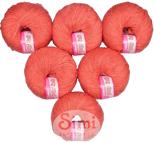 SIMI ENTERPRISE 100% Acrylic Wool Red 6 Pc Baby Wool 4 ply Wool Ball Hand Knitting Wool/Art Craft Soft Fingering Crochet Hook Yarn-Art-EA