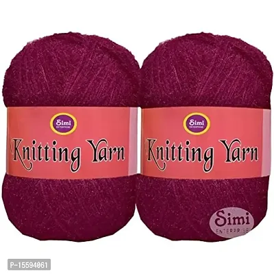 SIMI ENTERPRISE Knitting Wool Yarn, Soft Fancy Feather Wool Deep Rose 200 GMS Best Used with Knitting Needles, Soft Fancy Wool- Art-HFF-thumb0